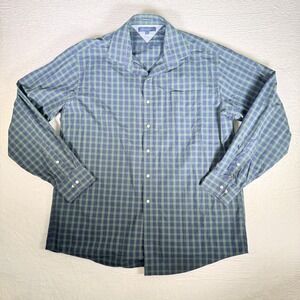 Tommy Hilfiger Men Plaid Long Sleeve Button Down Shirt 17.5 36-37 XL Blue Green
